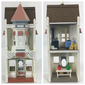 Винтажный новогодний декор Дом с интерьером, Магазин конфет, 86г.